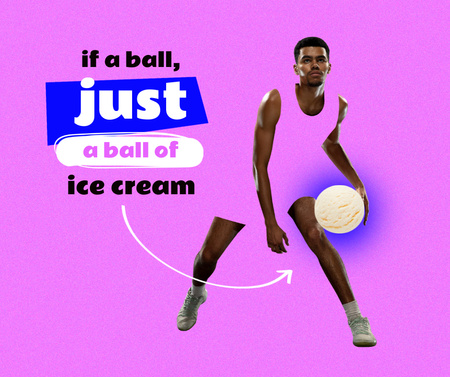 Athlete holding Ice Cream Ball Facebook tervezősablon