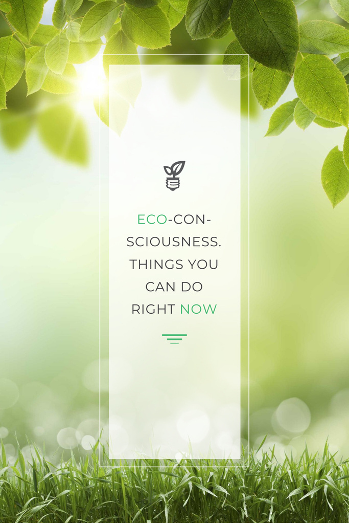 Eco Technologies Concept with Light Bulb and Leaves Pinterest Πρότυπο σχεδίασης