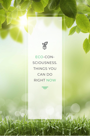 Eco Technologies Concept with Light Bulb and Leaves Pinterest Design Template