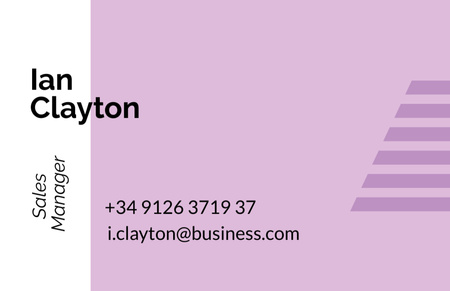 Sales Manager Contacts with Geometrical Frame in Purple Business Card 85x55mm Design Template
