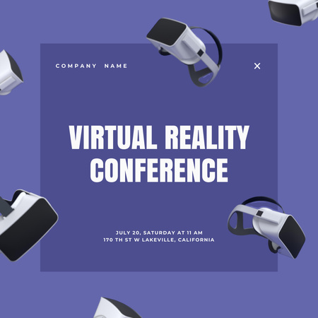 Ad of Virtual Reality Conference Announcement in Purple Frame Animated Post Design Template