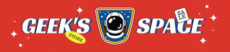 Comics Store Ad with Astronaut Illustration Ebay Store Billboard tervezősablon