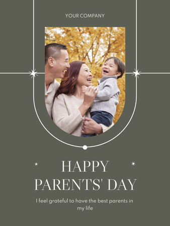 Vanhempienpäivän lomatervehdys onnellisen perheen kanssa Poster US Design Template