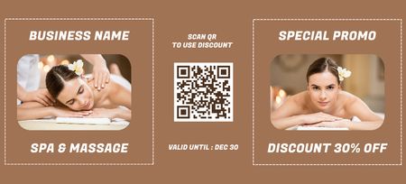 Special Discount Offer for Spa and Massage Services Coupon 3.75x8.25in Design Template