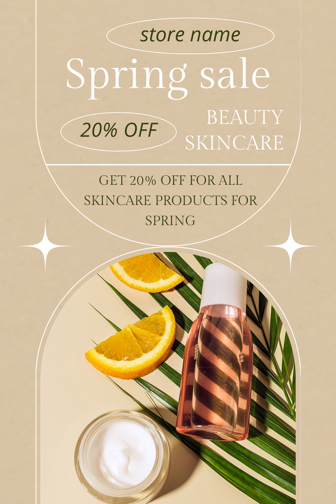 Spring Sale Skin Care Serum and Cream Pinterestデザインテンプレート