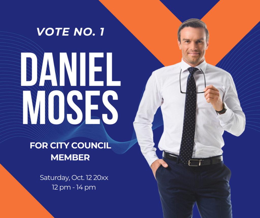 Vote for Man as City Council Member Facebook Design Template