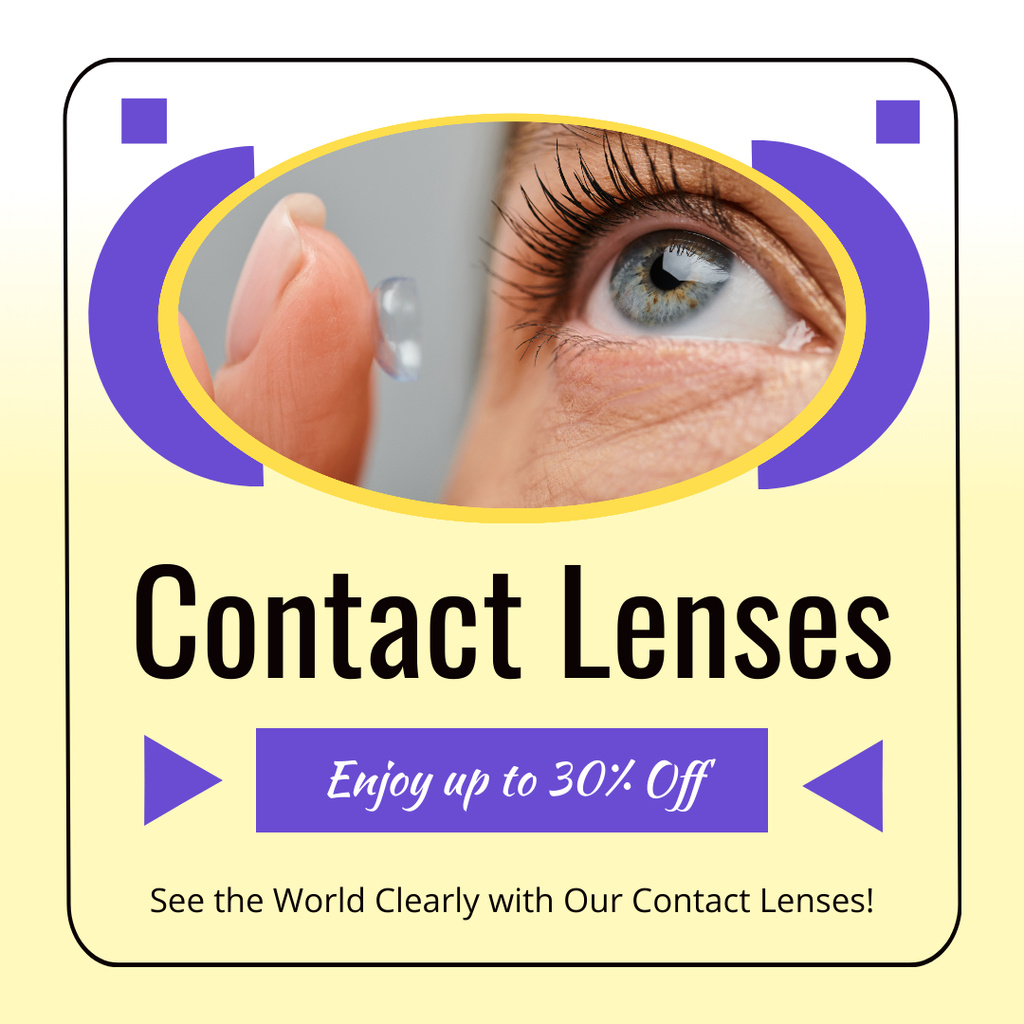 Designvorlage Huge Discount on Contact Lenses for Clear Vision für Instagram