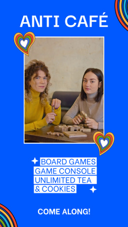 Anti Café Offer With Board Games And Console Instagram Video Story Design Template