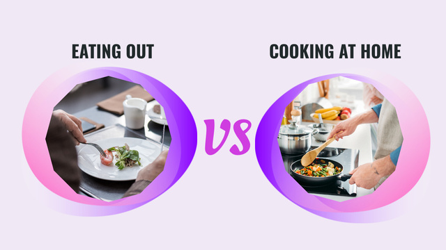 Eating Out VS Cooking at Home Youtube Thumbnail Design Template