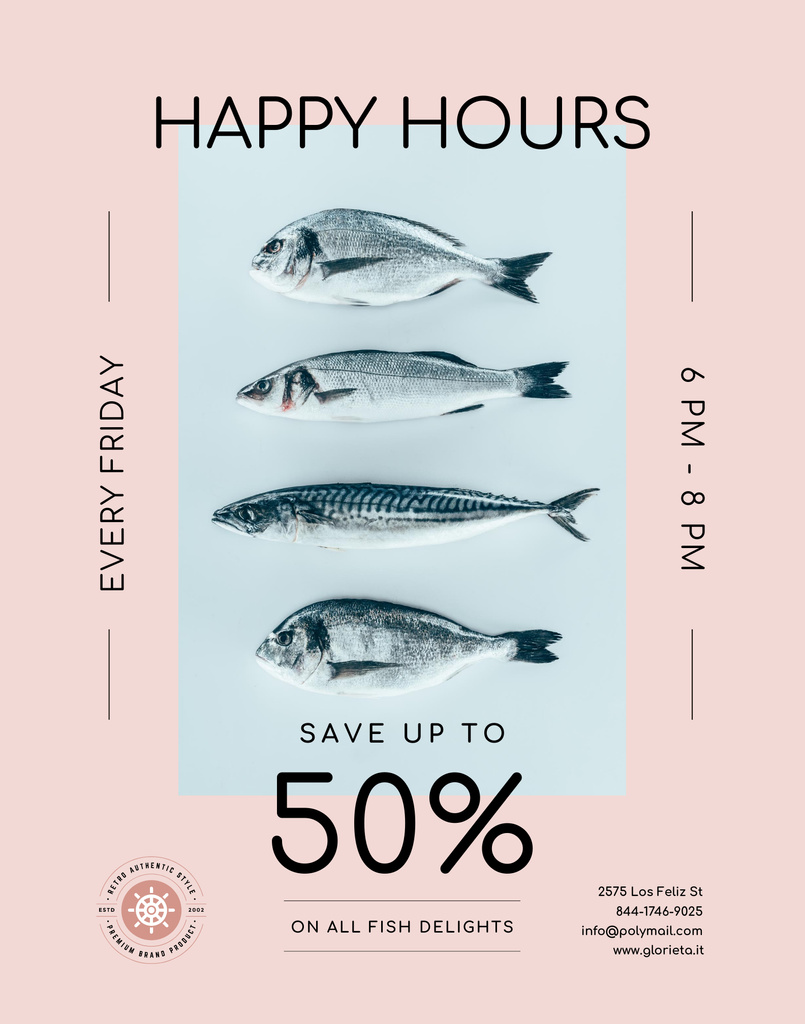 Excellent Fish Delights Sale Offer Poster 22x28in Design Template