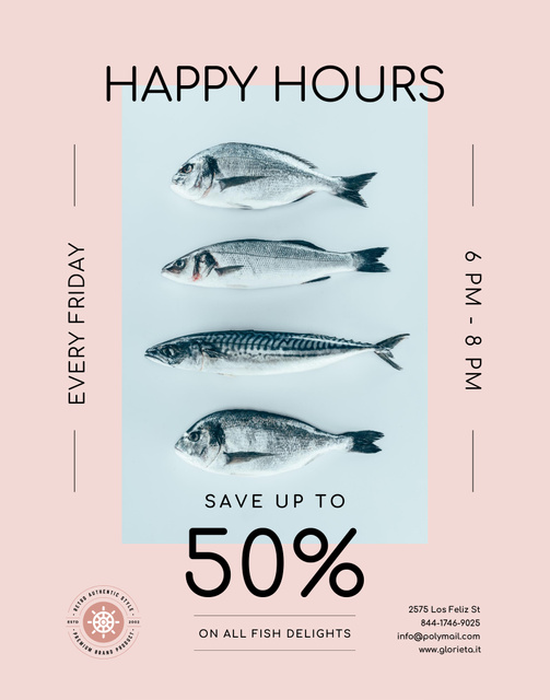 Excellent Fish Delights Sale Offer Poster 22x28in Design Template