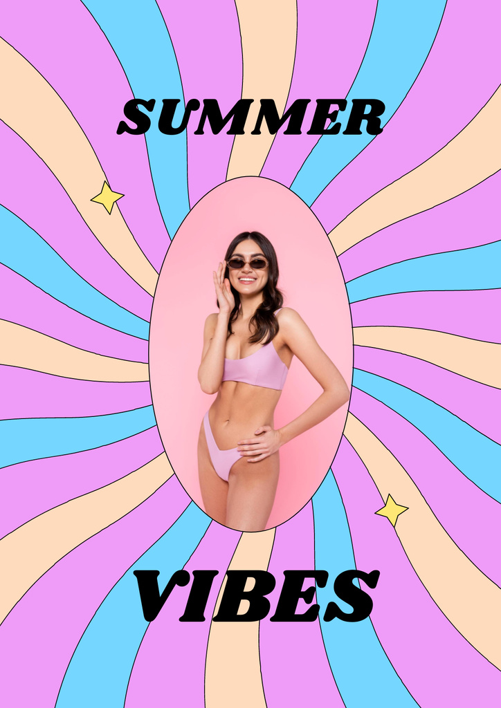 Summer Inspiration with Cute Young Girl Poster Πρότυπο σχεδίασης