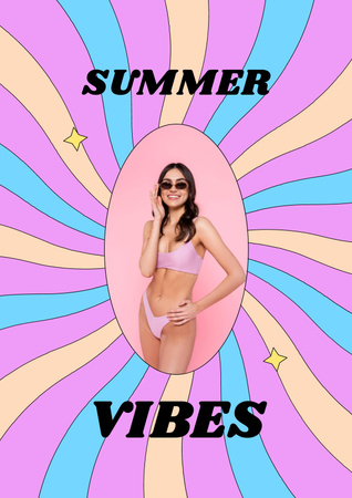 Summer Inspiration with Cute Young Girl Poster Modelo de Design
