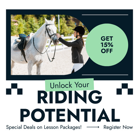 Platilla de diseño Exquisite Equestrian Riding Lessons With Discount Instagram AD