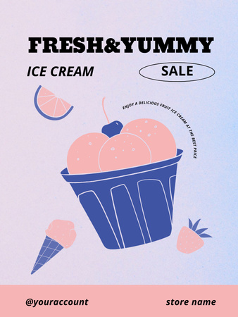 Illusztrált fagylalt akció Poster US tervezősablon