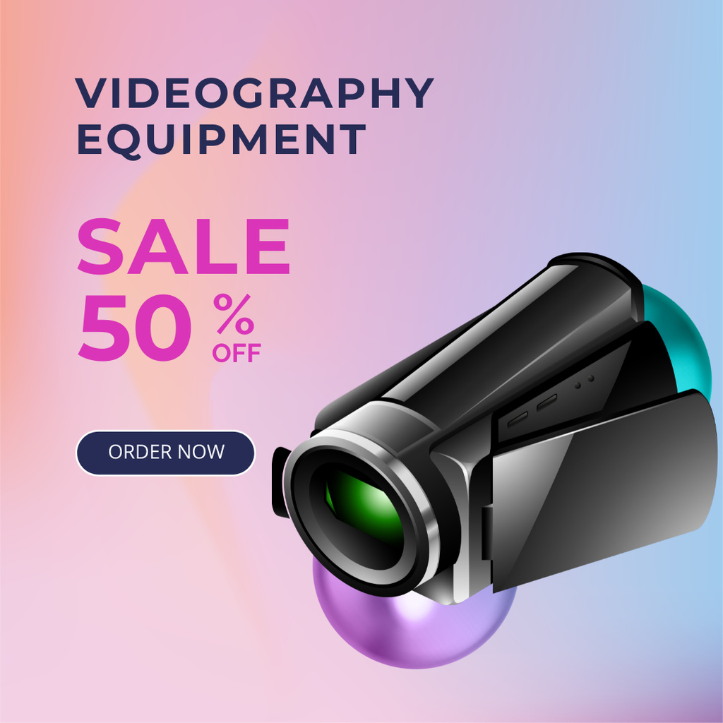 Announcement of Discount on Videography Equipment Instagram Πρότυπο σχεδίασης