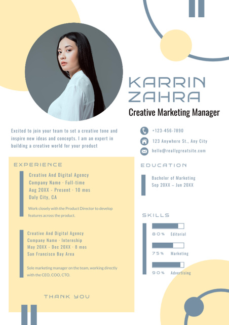 Work Experience in Creative Agency Resume Design Template