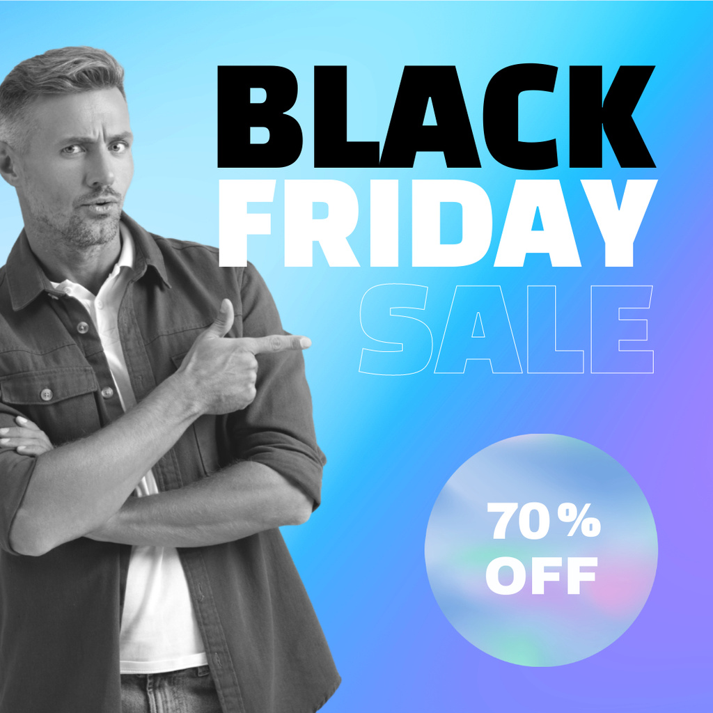 Black Friday sale with Handsome Man Instagram Šablona návrhu