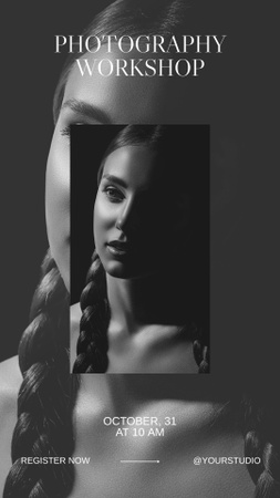 Plantilla de diseño de Anuncio de taller de fotografía con modelo Instagram Story 