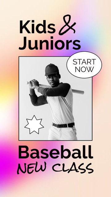 Baseball Classes for Kids Instagram Video Story Πρότυπο σχεδίασης