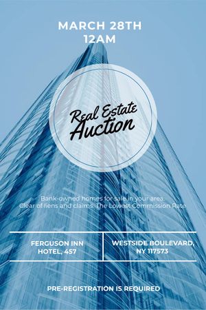 Blue Skyscraper for Real estate auction Tumblr Modelo de Design