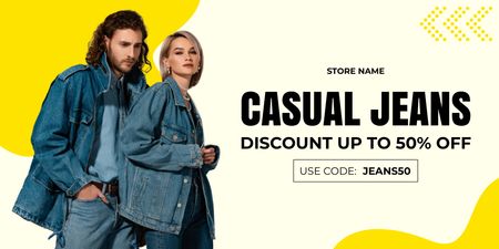 Sale of Casual Denim Clothes Twitter Design Template