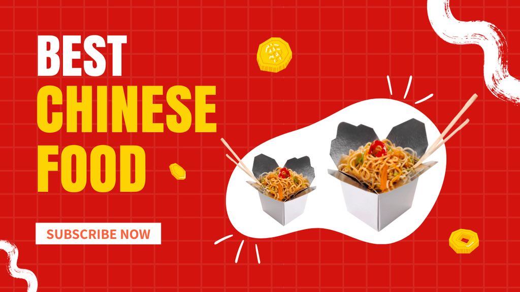 Best Chinese Food Recipes on Red Youtube Thumbnail Design Template