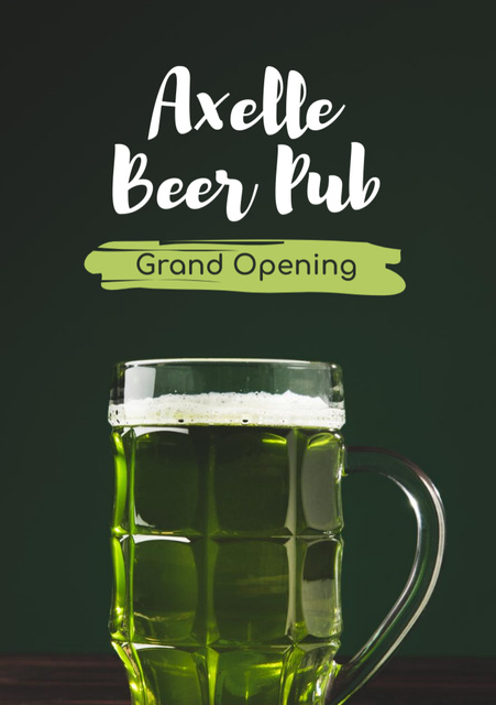 Pub Grand Opening Beer Splashing in Glass Flyer A5 Design Template