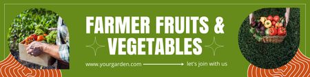 Sale of Eco Vegetables and Fruits on Green Twitter Design Template
