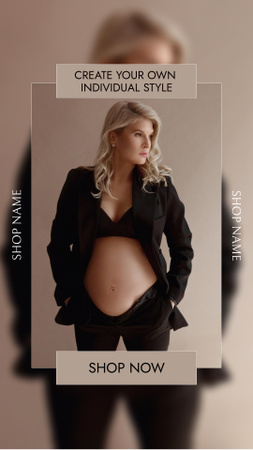 Ontwerpsjabloon van Instagram Story van Aanbieding van zwangerschapskleding met elegante vrouw