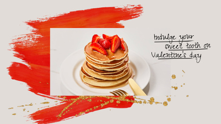 Valentine's Day Offer with Pancakes and Strawberries Full HD video Šablona návrhu