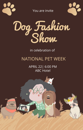 Dog Fashion Show Invitation 4.6x7.2in tervezősablon
