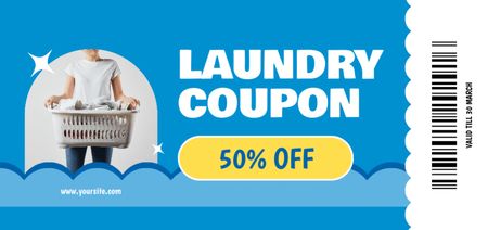 Expert Laundry Services Discount Voucher Offer on Blue Coupon Din Large tervezősablon