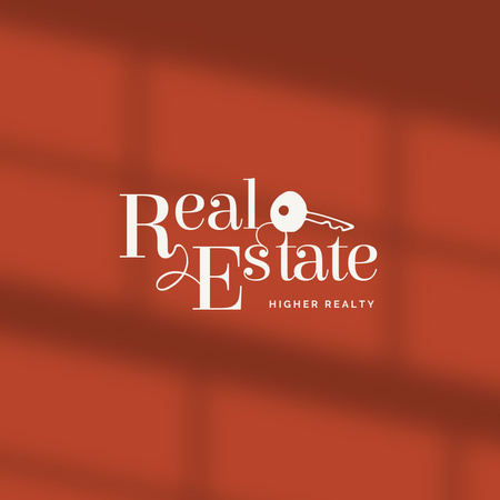 Szablon projektu Usługi sprzedawców nieruchomości na czerwono Logo