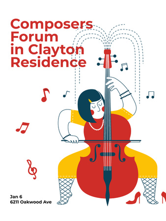 Designvorlage Composers Forum Invitation Pianist and Singer für Poster US