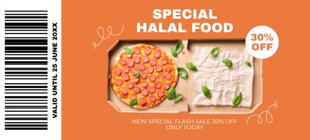 Template di design Buono sconto cibo halal Coupon 3.75x8.25in