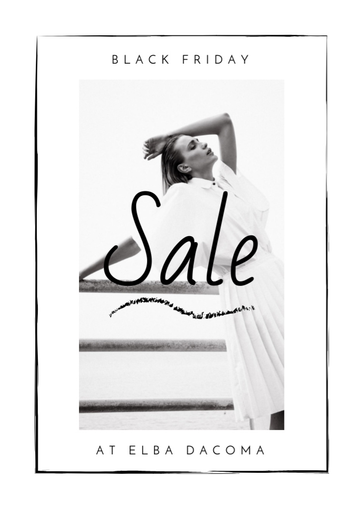 Black Friday Sale Woman wearing White Clothes Flayer Design Template