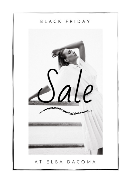 Black Friday Sale Woman wearing White Clothes Flayer Design Template