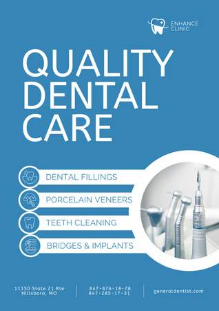 Dental Services List Poster A3 Πρότυπο σχεδίασης