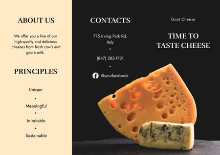 Contact Details of Cheese Shop on Orange Brochure Design Template