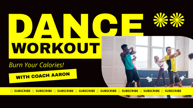 Dance Workout Announcement with People in Studio Youtube Thumbnail Design Template
