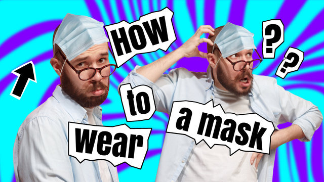 Modèle de visuel Blog Promotion with Funny Man in Face Mask - Youtube Thumbnail