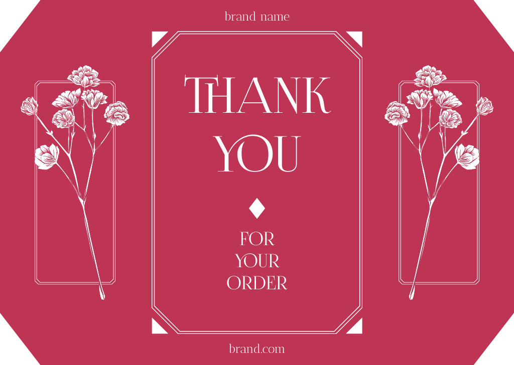 Plantilla de diseño de Thank You for Your Order Phrase on Pink Card 