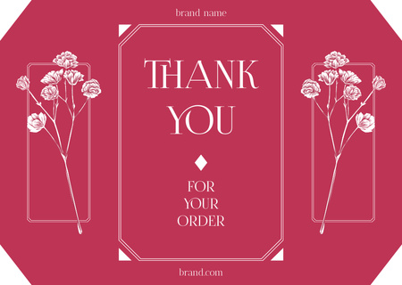 Thank You for Your Order Phrase on Pink Card Design Template
