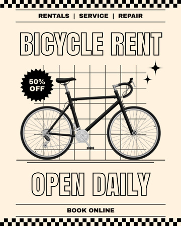Platilla de diseño Bicycle Rent is Open Daily Instagram Post Vertical