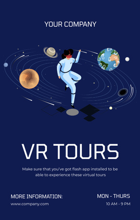 Plantilla de diseño de Virtual Cosmic Tours Offer on Blue Invitation 4.6x7.2in 