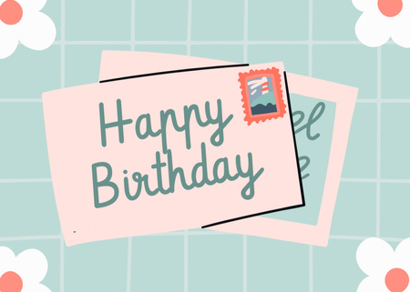 Χαριτωμένα συγχαρητήρια για τα γενέθλια με το γραμματόσημο Postcard 5x7in Πρότυπο σχεδίασης