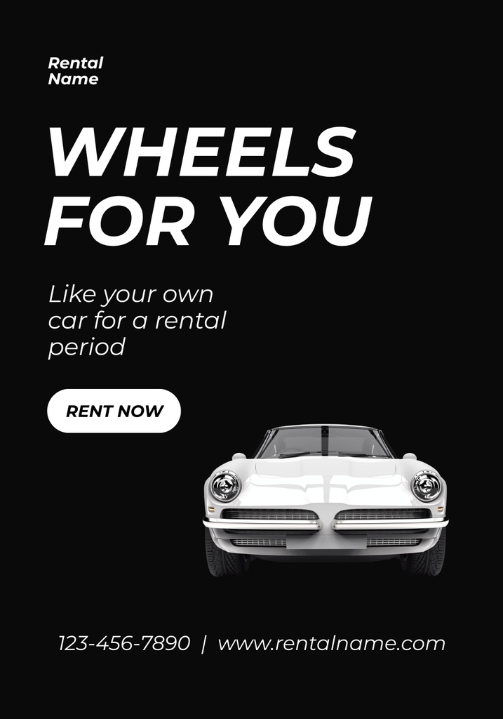 Advertisement for Car Hire Service with White Car Poster 28x40in tervezősablon