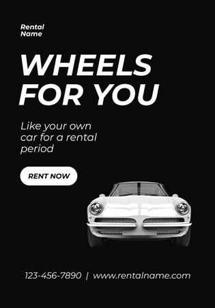 Advertisement for Car Hire Service with White Car Poster 28x40in Design Template