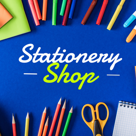 Stationery Shop With Various Items Instagram AD Design Template